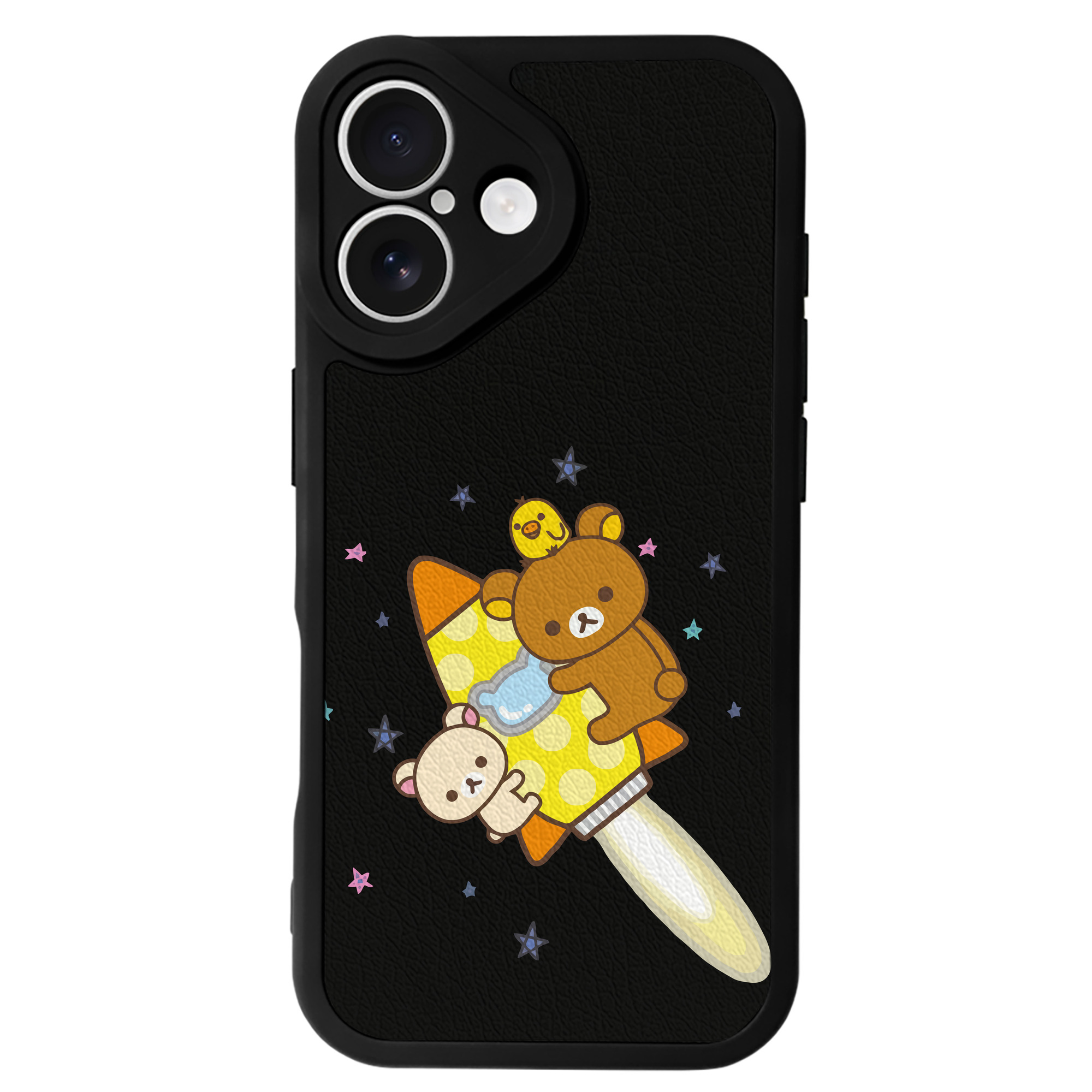 （画像用） リラックマ リラックマ キイロイトリ Rilakkuma Korilakkuma Kiiroitori 【iPhone 16シリーズ対応】シリコンスマホケース（レザー調） 材質：シリコン